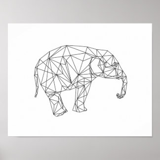 Baby elephant geometric minimalist nursery art poster