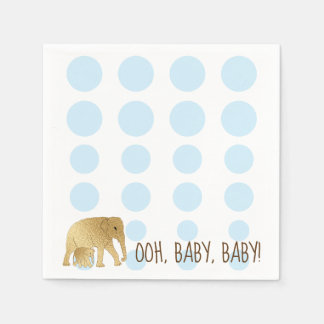 Baby Elephant Gold Blue Napkin