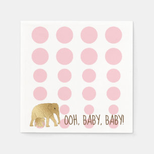 Baby Elephant Gold Pink Napkin