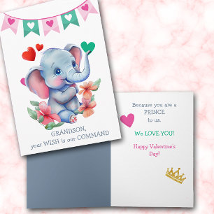 Baby Elephant Grandson Prince Valentine Holiday Card