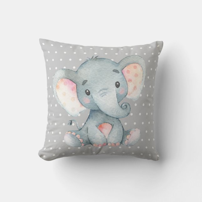 Baby Elephant Grey Cushion (Front)