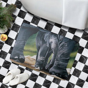 Baby Elephant Grey Cute Bath Mat