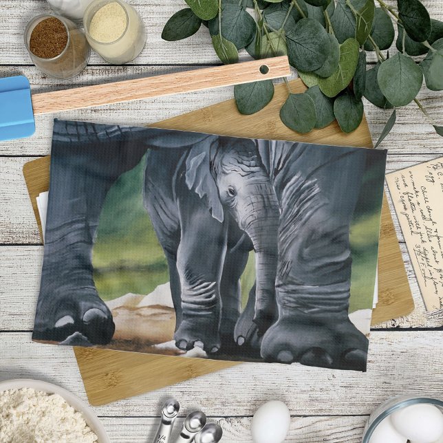 Baby  Elephant Grey Cute Tea Towel (Creator Uploaded)