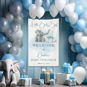 Baby Elephant Hello Baby Boy Blue Baby Sprinkle Banner