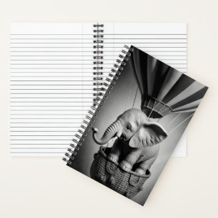 Baby Elephant in a Hot Air Balloon Notebook
