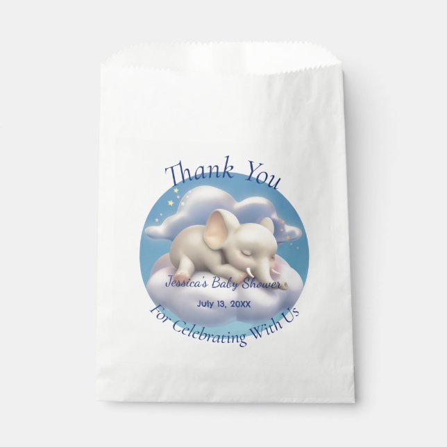 Baby Elephant In The Clouds Baby Shower Favour Bag (Front)