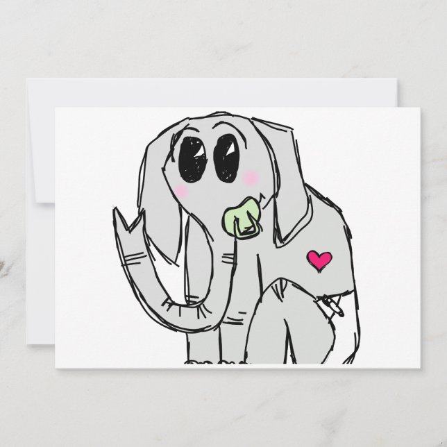 baby elephant invitation (Front)