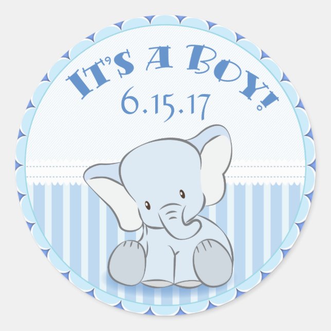 Baby Elephant It's a Boy Stickers (Front)