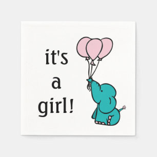 Baby Elephant - It's a Girl - Baby Shower Napkins