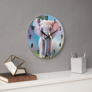 Baby Elephant Large Clock