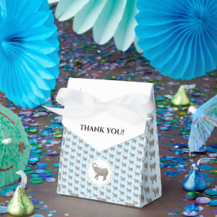 Baby Elephant Light Blue Birthday Favour Box