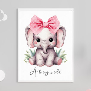 Baby Elephant Nursery Wall Art - Name Print
