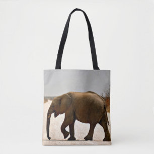 Baby Elephant on Dusty Trail Tote Bag