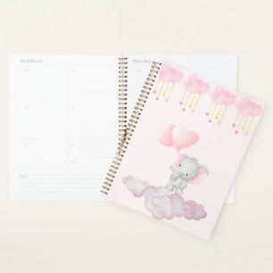 Baby Elephant on Pink Clouds – Soft Pastel Nursery Planner