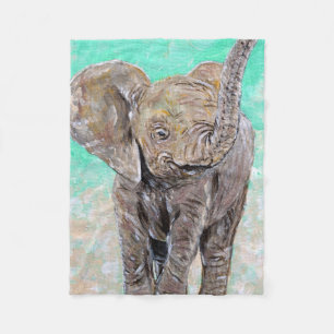 Baby Elephant Painting Fleece Blanket