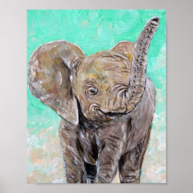 Baby Elephant Painting Poster (Front)