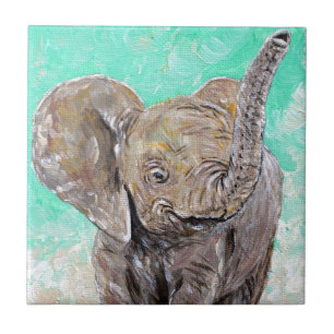 Baby Elephant Painting Tile