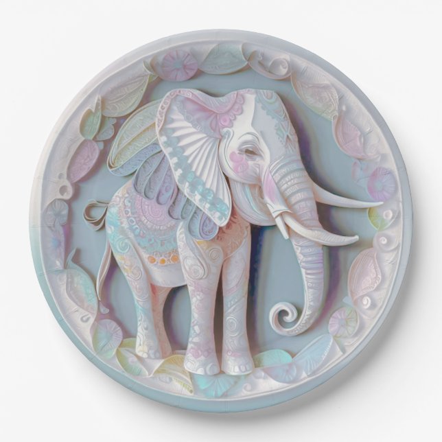 Baby Elephant  Paper Plate (Front)