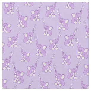 Baby elephant pattern purple nursery fabric