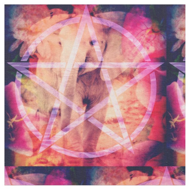 Baby Elephant Pentagram Fabric (Close Up)