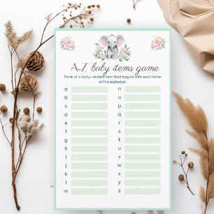 Baby Elephant Peonies & Balloons A-Z Baby Items 