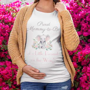 Baby Elephant Peonies, Eucalyptus Mummy To Be T-Shirt