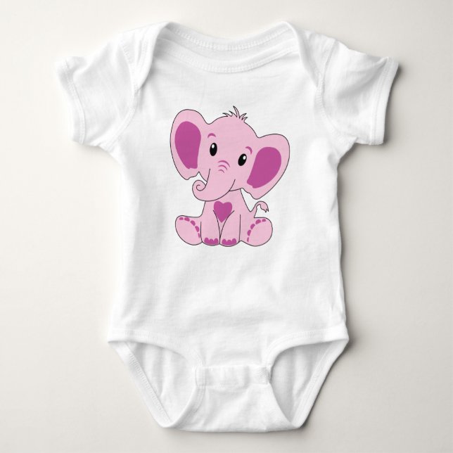 Baby, Elephant, Pink, Baby Bodysuit, DAM Creative, Baby Bodysuit (Front)