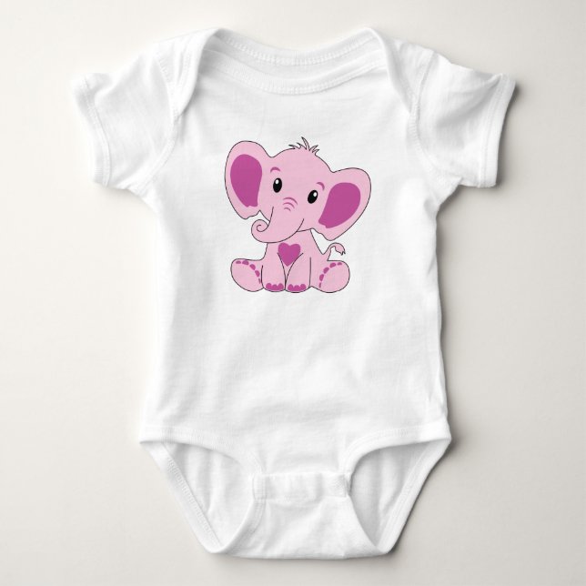 Baby, Elephant, Pink, Baby Bodysuit, DAM Creative, Bodysuit (Front)