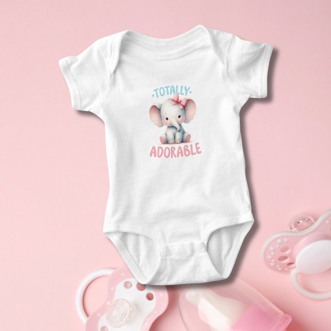 Baby Elephant Pink Baby Girl Baby Shower Gift  Baby Bodysuit (Totally Adorable Baby Elephant Baby Body Suit. Baby Shower Gift for baby girl)