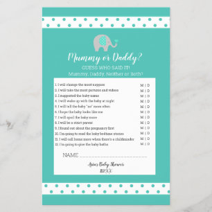 Baby Elephant Polka Dots Mummy or Daddy Game Flyer