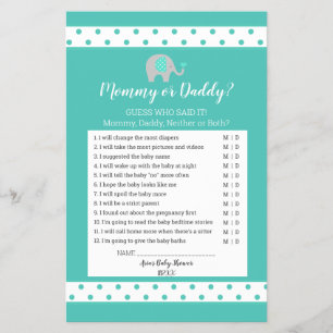 Baby Elephant Polka Dots Mummy or Daddy Game Flyer