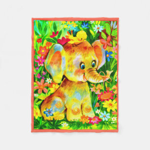 baby elephant print fleece blanket