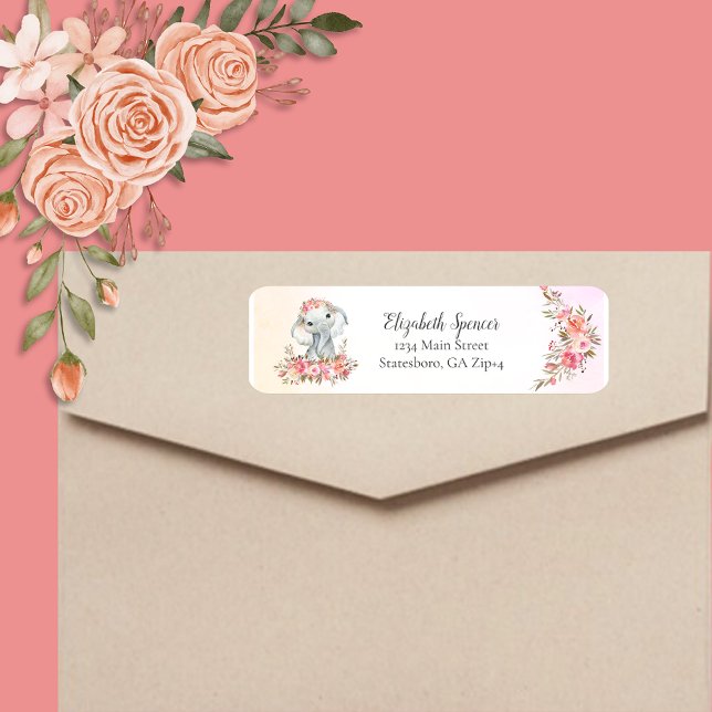 Baby Elephant Return Address Label (Creator Uploaded)