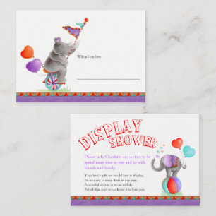 Baby elephant rhino grey display shower cards