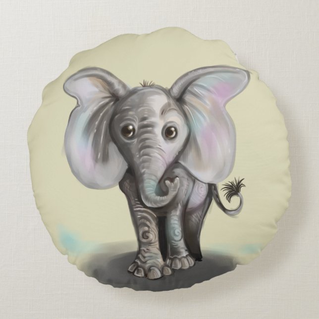 Baby Elephant Round Cushion (Back)
