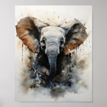 Baby Elephant Running Beautiful Wild Animal