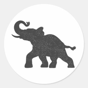 Baby Elephant running silhouette Classic Round Sticker