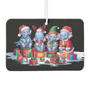 Baby elephant Santa hat antlers elf Christmas ligh Car Air Freshener