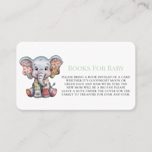 Baby Elephant Sewn Patchwork Books For Baby Enclosure Card (Front)