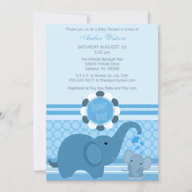 Baby Elephant Shower Invitation (Front)