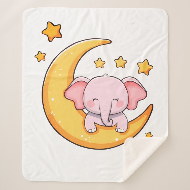 Baby elephant sleeping sherpa blanket (Front)