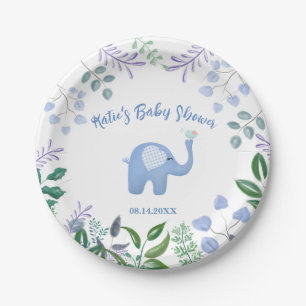 Baby Elephant Song Bird Baby Shower  Paper Plate