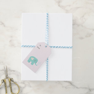 Baby Elephant Spraying Water Gift Tags