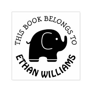 Baby Elephant Stamp This Book Belongs To