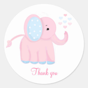 Baby Elephant Thank You Classic Round Sticker