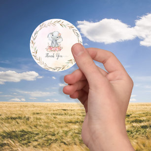 Baby Elephant Thank You Classic Round Sticker