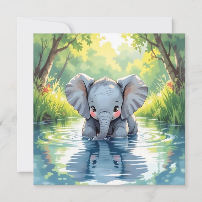Baby Elephant Themed Baby Shower Invitation (Front)