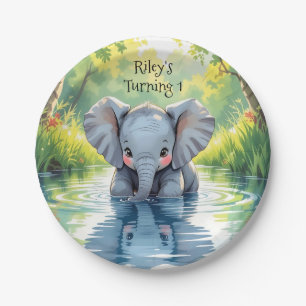 Baby Elephant Themed Birthday Party Personalised Paper Plate