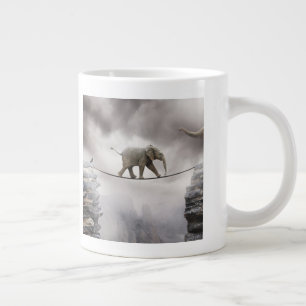 Baby Elephant Walks The Tightrope Large Coffee Mug