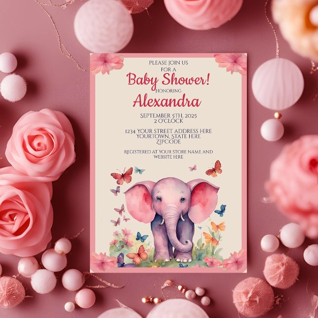Baby Elephant Watercolor Baby Shower Invitation (Creator Uploaded)